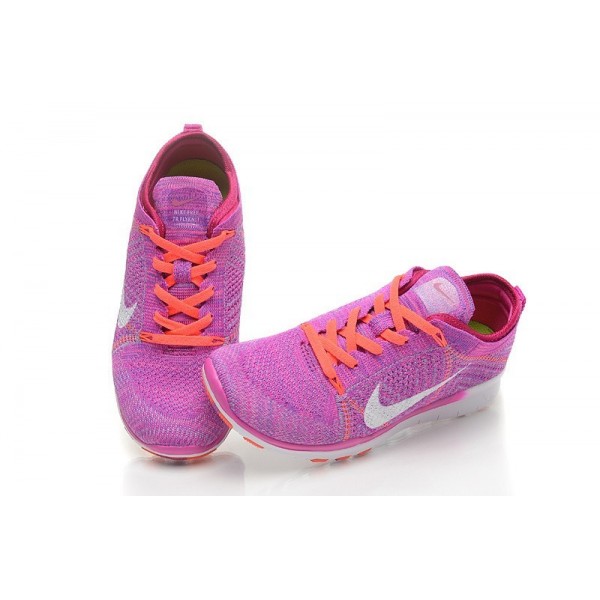 Damen Nike Free 5.0 TR Flyknit Training Schuhe Fuchsia Flash-Rosa/Hot Lava/Weiß 718785-500