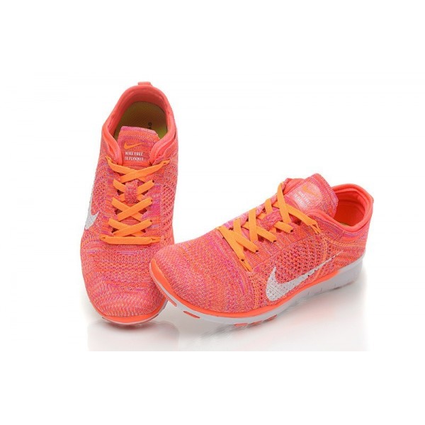 Damen Nike Free 5.0 TR Flyknit Training Schuhe Helle Purpurnen/Weiß/Hell Citrus 718785-600