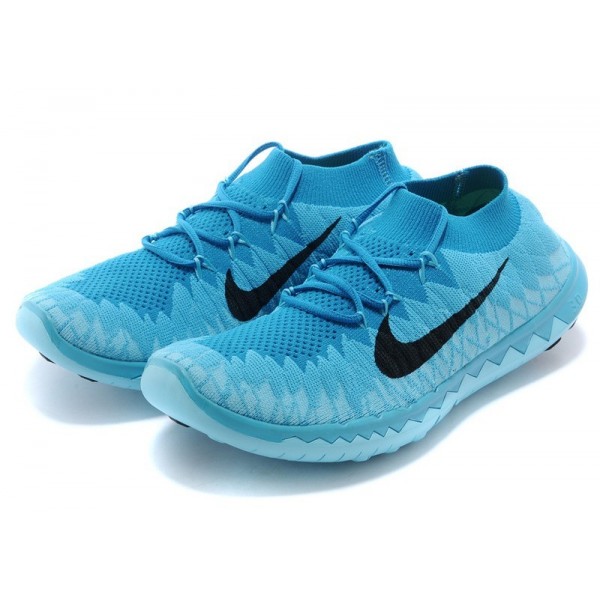 Nike Free 3.0 Flyknit Herren Laufschuhe Photo Blau/Schwarz/Chlor-Blau 636232-404