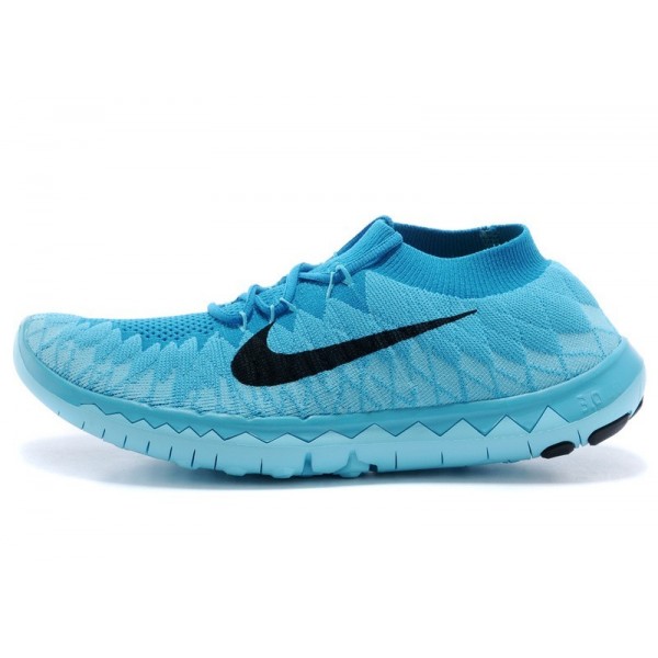 Nike Free 3.0 Flyknit Herren Laufschuhe Photo Blau/Schwarz/Chlor-Blau 636232-404