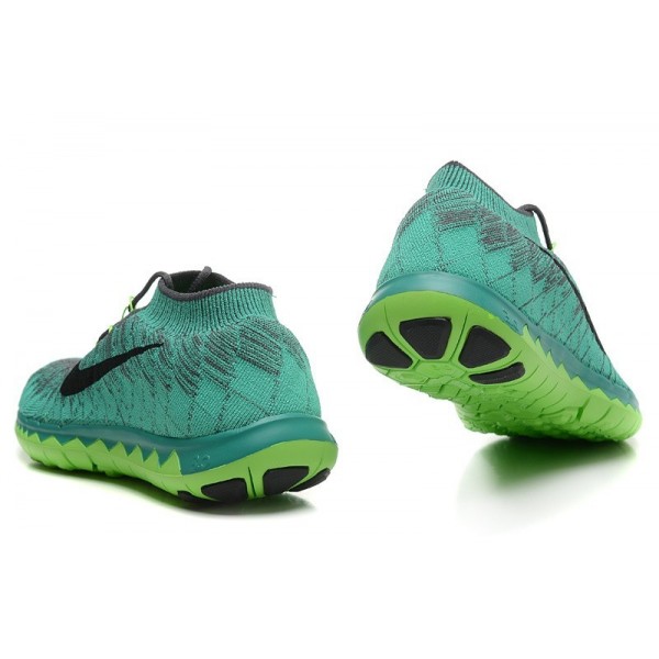 Nike Free 3.0 Flyknit Herren Laufschuhe Dunkel Grau/Schwarz/Atomic Teal/Elektro Grün 636232-004