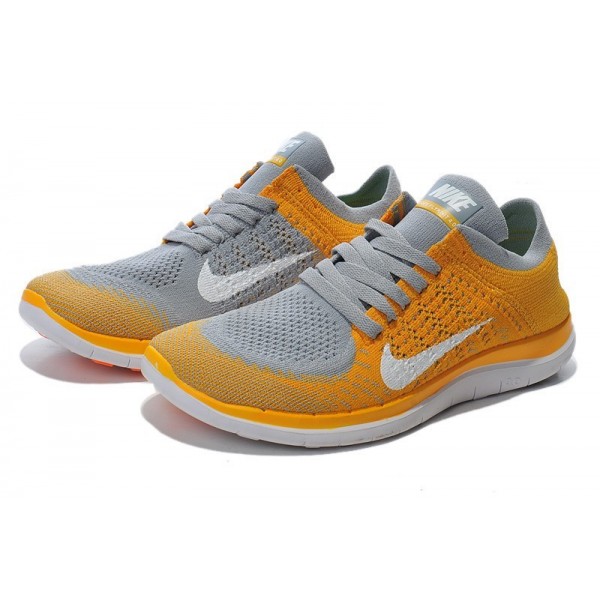 Nike Free 4.0 Flyknit Herren Laufschuhe Gold Grau