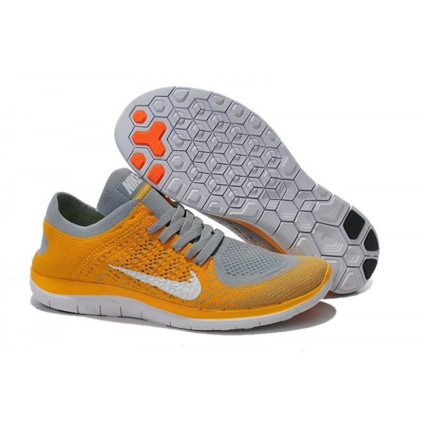 Nike Free 4.0 Flyknit Herren Laufschuhe Gold Grau