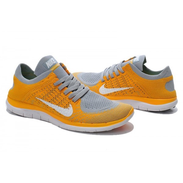 Nike Free 4.0 Flyknit Herren Laufschuhe Gold Grau