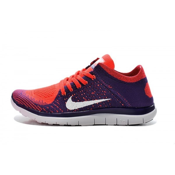 Nike Free 4.0 Flyknit Damen Laufschuhe Rot Violett