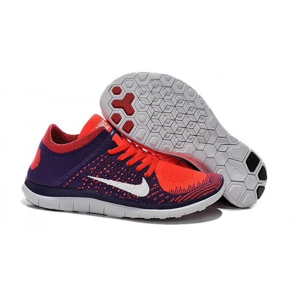 Nike Free 4.0 Flyknit Damen Laufschuhe Rot Violett