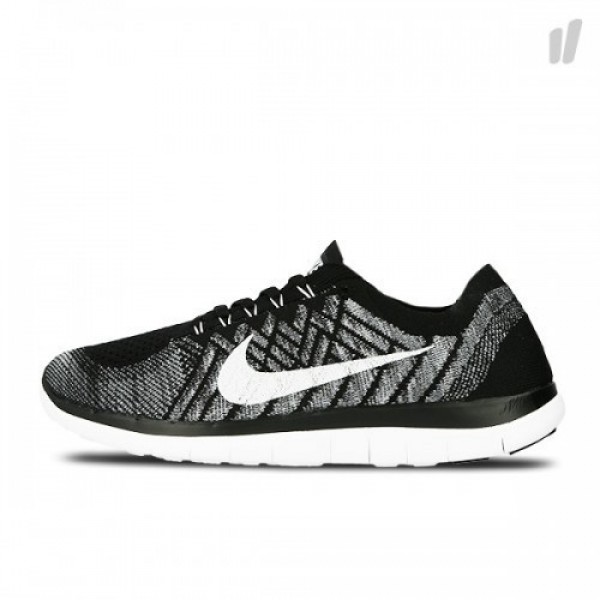 Nike Free 4.0 Flyknit 2015 Herren Laufschuhe Schwarz/Weiß/Wolf Grau/Dunkel Grau 717075-001