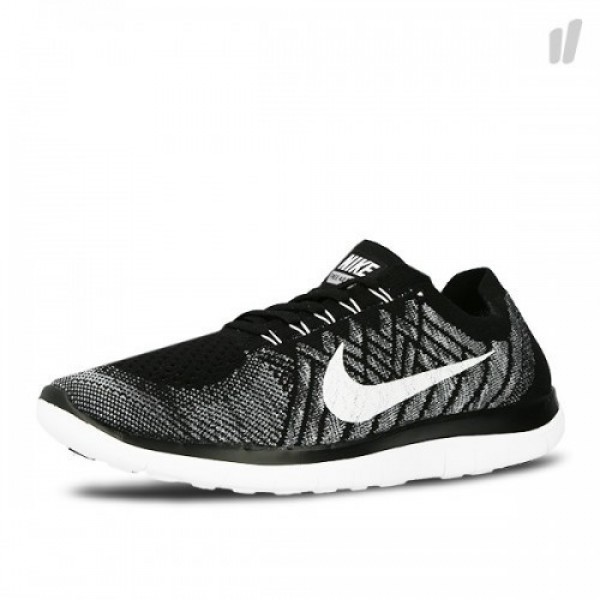 Nike Free 4.0 Flyknit 2015 Herren Laufschuhe Schwarz/Weiß/Wolf Grau/Dunkel Grau 717075-001