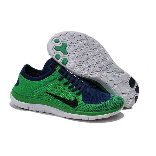 Nike Free 4.0 Flyknit Herren Laufschuhe Marine-Blau-Grün