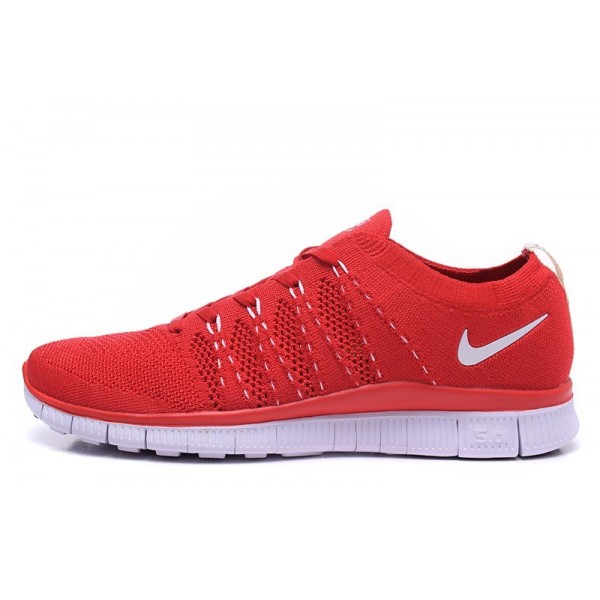 Nike Free 5.0 Flyknit Herren Laufschuhe Rot Weiß 616171-612