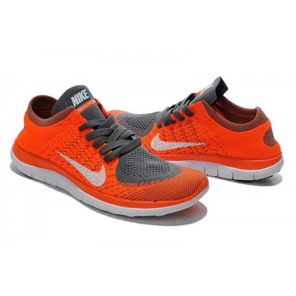 Nike Free 4.0 Flyknit Herren Laufschuhe Orange Grau