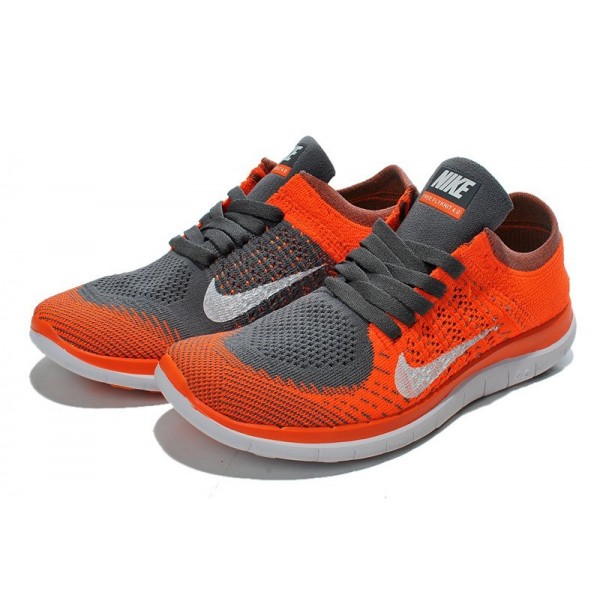 Nike Free 4.0 Flyknit Herren Laufschuhe Orange Grau