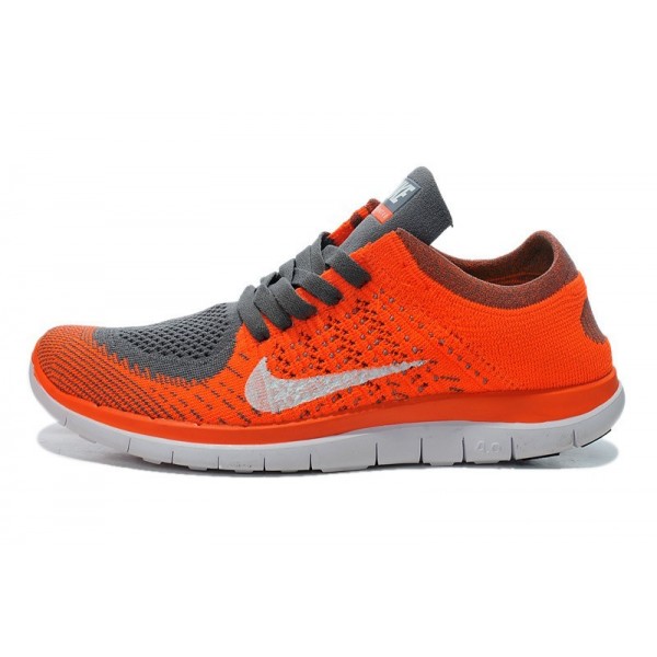 Nike Free 4.0 Flyknit Herren Laufschuhe Orange Grau