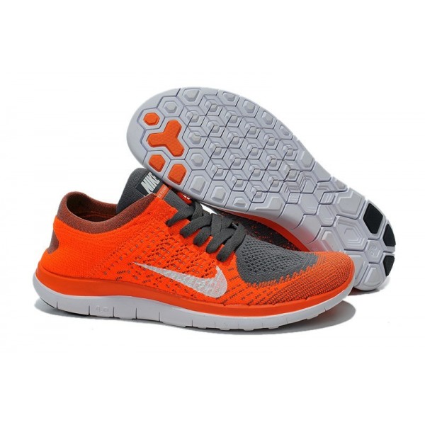 Nike Free 4.0 Flyknit Herren Laufschuhe Orange Grau