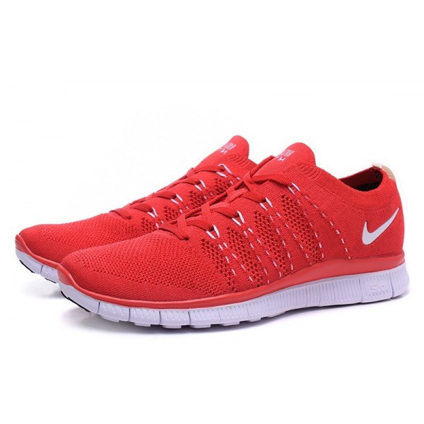 Nike Free 5.0 Flyknit Herren Laufschuhe Rot Weiß 616171-612