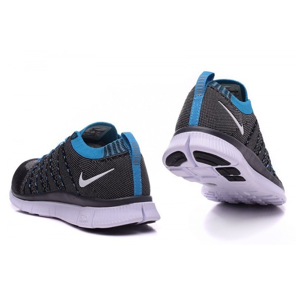 Nike Free 5.0 Flyknit Herren Laufschuhe Leichte Carbon-Grau Pfauenblau 616171-013