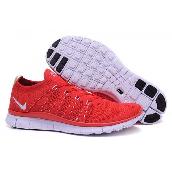 Nike Free 5.0 Flyknit Herren Laufschuhe Rot Weiß 616171-612