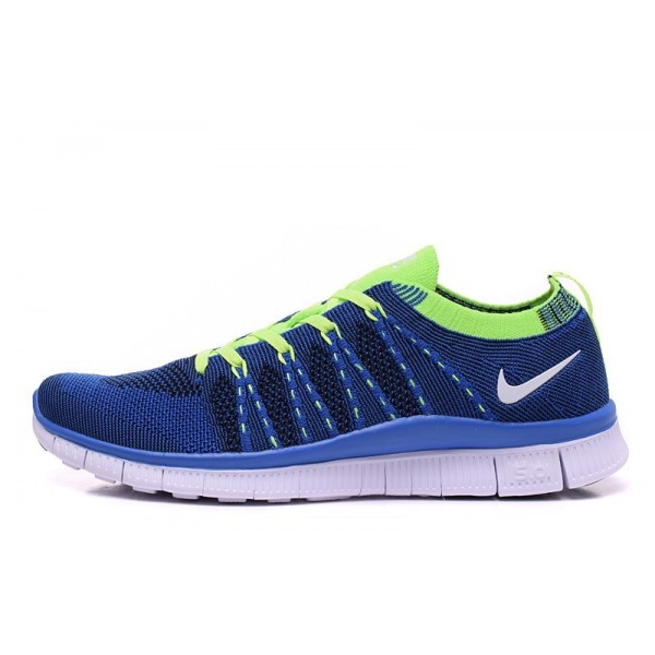 Nike Free 5.0 Flyknit Herren Laufschuhe Königliches Blau Elektrische Grüne 616171-410