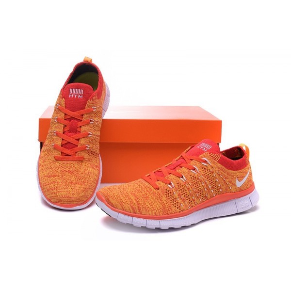Nike Free 5.0 Flyknit Damen Laufschuhe Total Orange Hell Purpurnen 616171-881