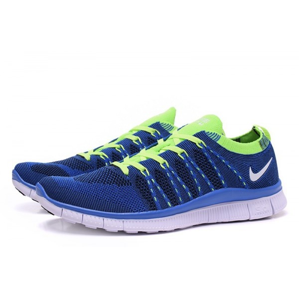 Nike Free 5.0 Flyknit Herren Laufschuhe Königliches Blau Elektrische Grüne 616171-410