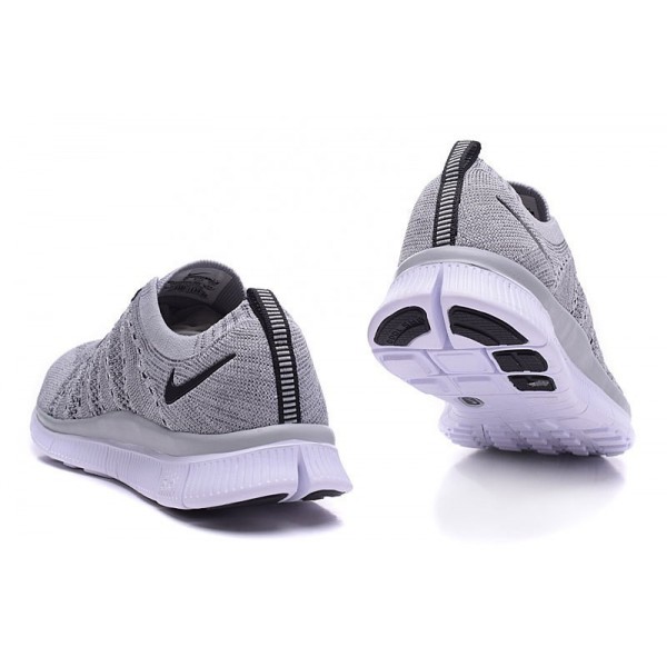Nike Free Flyknit NSW Unisex Lauf Sneaker Wolf Grau/Schwarz/Dunkelgrau/Weiß 599459-002