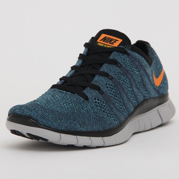 Nike Free Flyknit NSW Herren Schuh Squadron Blau/Hell Mandarin-Chlor-Blau 599459-408
