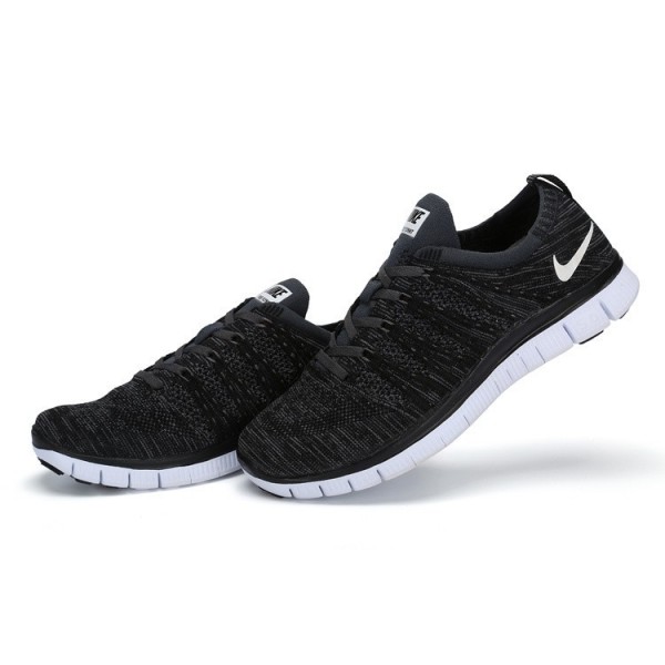 Nike Free Flyknit NSW Unisex Lauf Sneaker Schwarz Weiß Anthrazit 599459-001