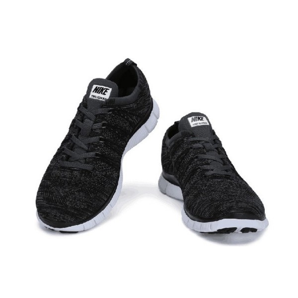 Nike Free Flyknit NSW Unisex Lauf Sneaker Schwarz Weiß Anthrazit 599459-001