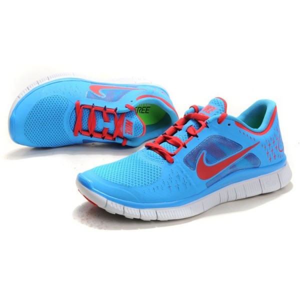 Nike Free Run 3 Herren Laufschuhe 510642-403 Blau Glühen/Universität Rot/Reines Platin