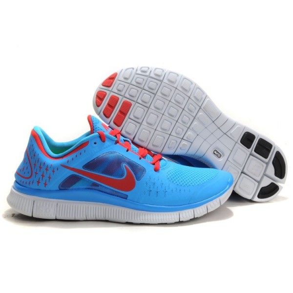 Nike Free Run 3 Herren Laufschuhe 510642-403 Blau Glühen/Universität Rot/Reines Platin