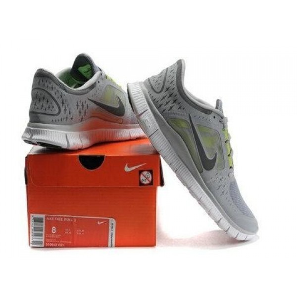 Nike Free Run 3 Herren Laufschuhe 510642-004 Kühlem Grau/Platin/Volt/Spiegel Silber