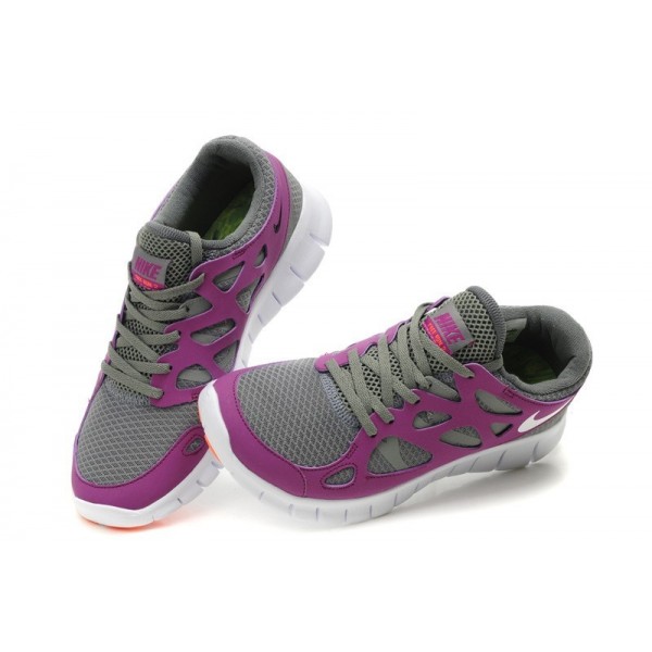 Nike Free Run 2 Damen Laufschuhe Handschmeichler Grau/Vivid Grape/Total Orange/Weiß 443816-012