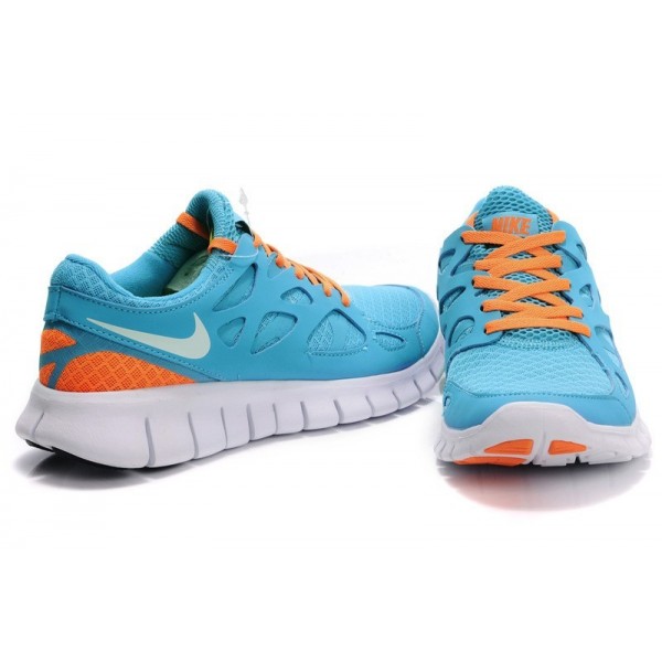 Nike Free Run 2 Damen Laufschuhe Blau Orange Weiß 443816-410
