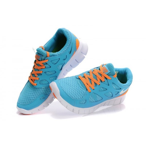 Nike Free Run 2 Damen Laufschuhe Blau Orange Weiß 443816-410 Nike Free Run 2 Damen Laufschuhe Blau Orange Weiß 443816-410