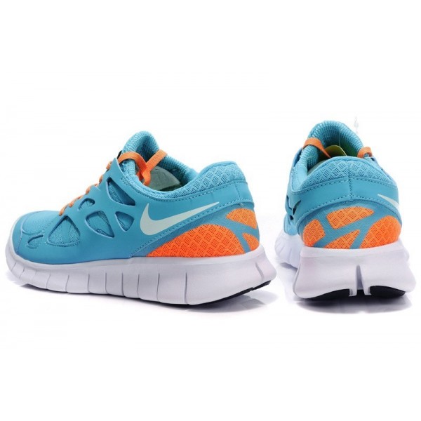 Nike Free Run 2 Damen Laufschuhe Blau Orange Weiß 443816-410 Nike Free Run 2 Damen Laufschuhe Blau Orange Weiß 443816-410