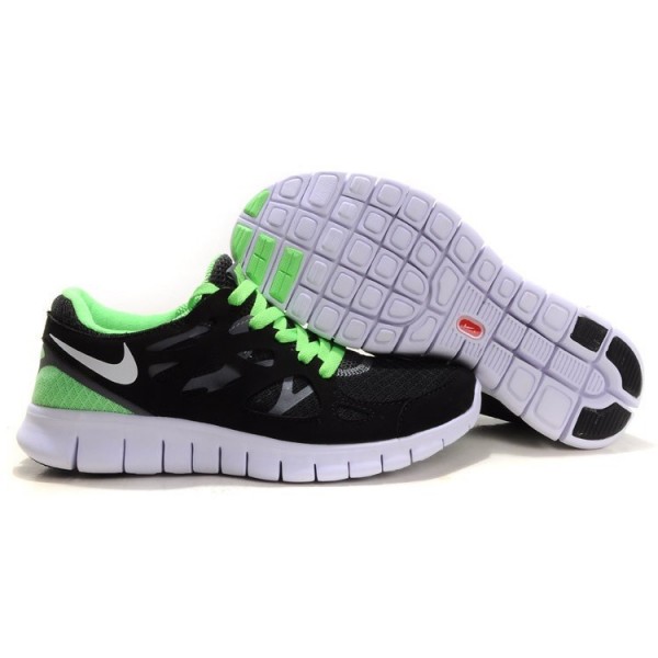 Nike Free Run 2 Herren Laufschuhe-Schwarz-Grün 443815-003