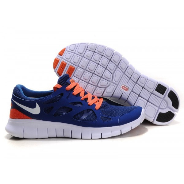 Nike Free Run 2 Herren Laufschuhe Marine Orange Weiss 443815-012