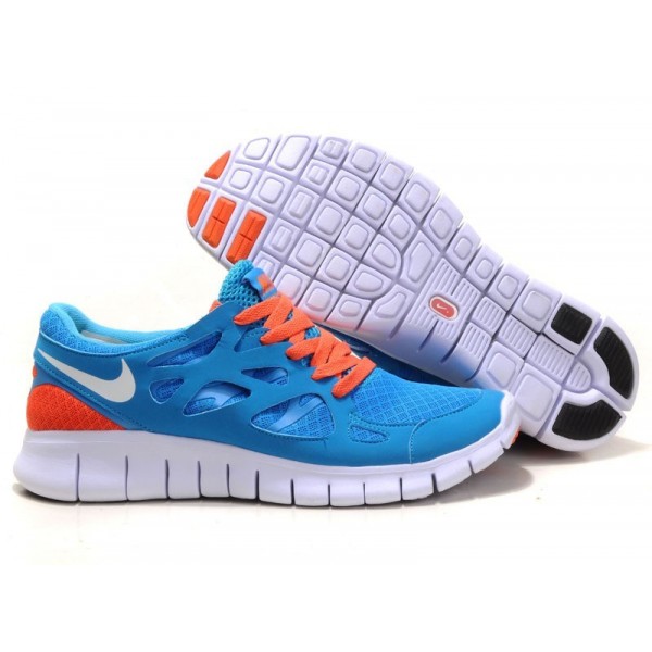 Nike Free Run 2 Herren Laufschuhe Chlor Blau/Total Orange/Weiß 443815-410