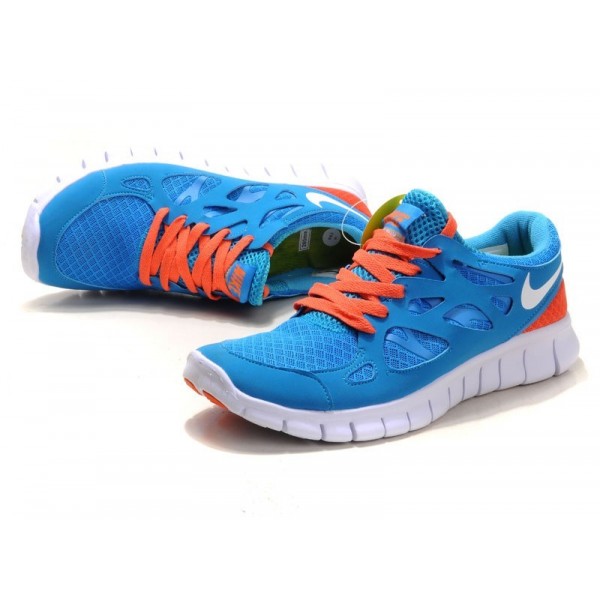 Nike Free Run 2 Herren Laufschuhe Chlor Blau/Total Orange/Weiß 443815-410