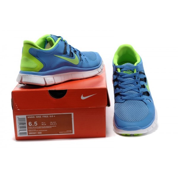 Nike Free Run 5.0 Damen Laufschuhe  580591-430 Entfernung Blau/Anthrazit/Blau-Tönung/Flash-Lime