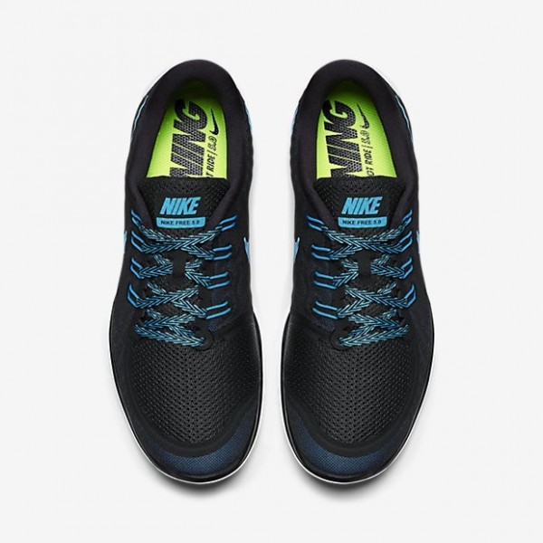 Nike Free 5.0 2015 Herren Laufschuhe Schwarz/Dunkel Elektrische Blaue/Blaue Lagune 724382-014