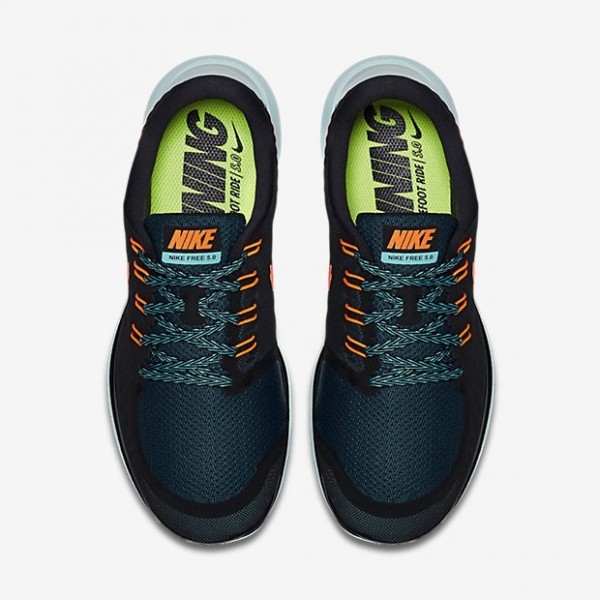 Nike Free 5.0 2015 Herren Laufschuhe Schwarz/Hell Retro/Light Aqua/Total Orange 724382-004