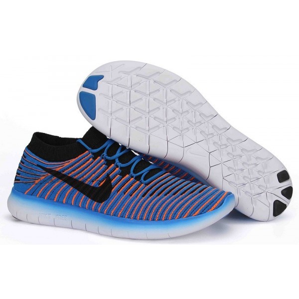 Nike Free RN Motion Flyknit Herren Laufschuhe Photo Blau/Schwarz/Total Orange 834584-401