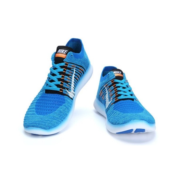 Nike Free RN Flyknit Herren Laufschuhe Foto Blue/Gamma Blau/Schwarz/Orange 831069-401