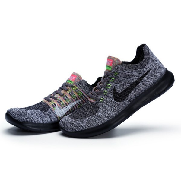 Nike Free RN Flyknit Herren Laufschuhe Grau Schwarz Multicolor 831069-004