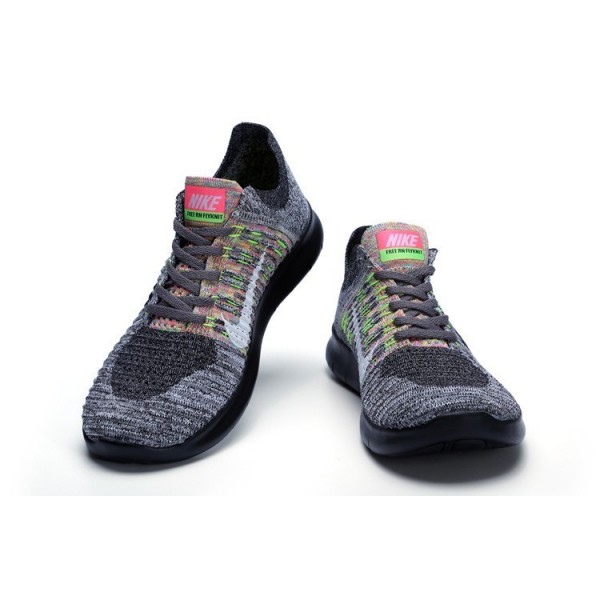 Nike Free RN Flyknit Herren Laufschuhe Grau Schwarz Multicolor 831069-004