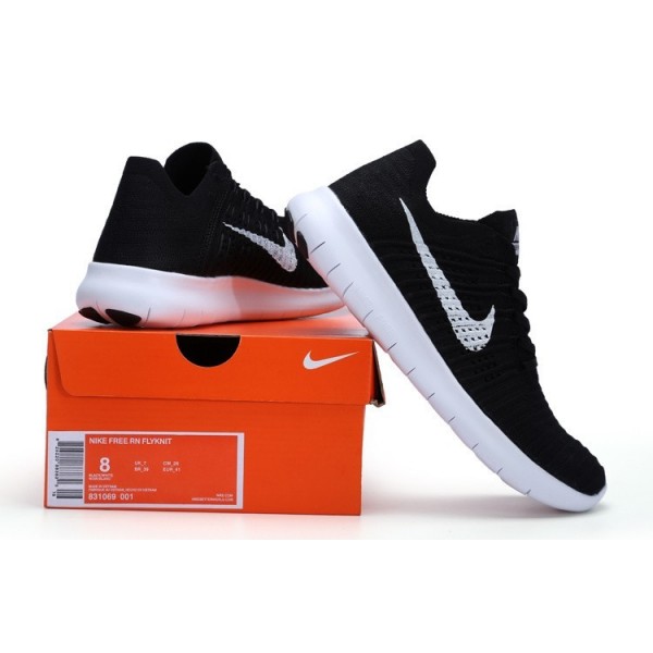 Nike Free RN Flyknit Herren Laufschuhe Schwarz Weiss 831069-001