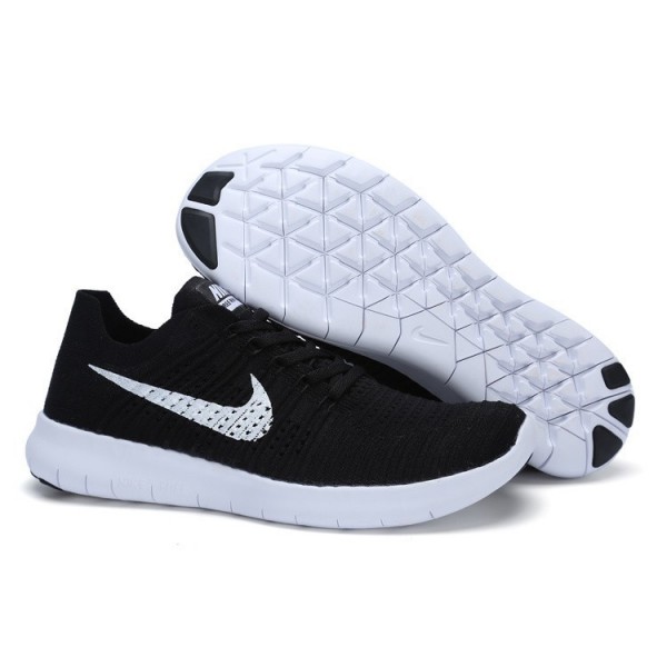 Nike Free RN Flyknit Herren Laufschuhe Schwarz Weiss 831069-001