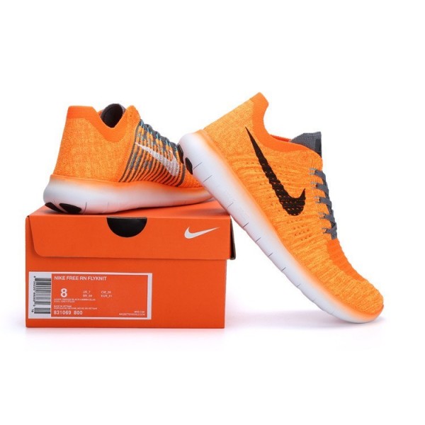 Nike Free RN Flyknit Herren Laufschuhe Laser Orange/Gamma Blau/Grau/Schwarz 831069-800
