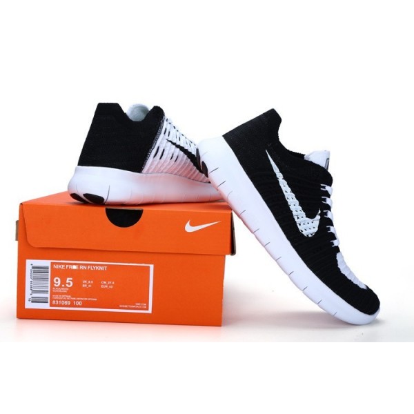 Nike Free RN Flyknit Herren Laufschuhe Weiß Schwarz 831069-100